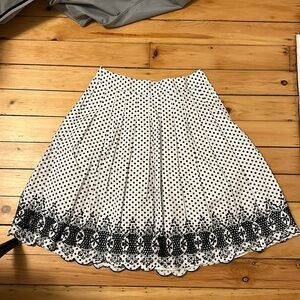 Talbots skirt, white with black dots